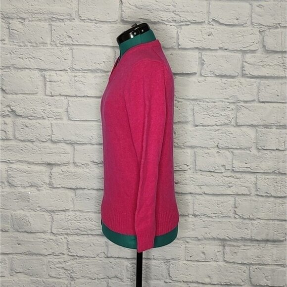 LAMBSWOOL women's pink v - neck 100% wool pullover sweater Sz S - Picture 4 of 8